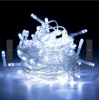 Светодиодная гирлянда на елку, 6м, 100 LED, прозрачный провод, Холодный белый