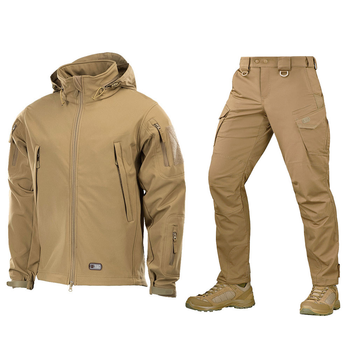 Форма M-Tac Куртка SoftShell Tan + Штани Aggressor Gen II Flex Coyote Brown розмір S