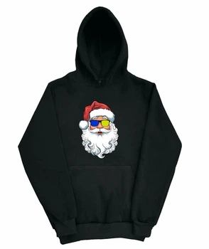 Худі з новорічним принтом Санта Клаус XS Чорна (newyearhoodie-00-008-XS)