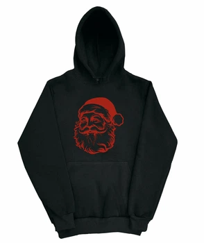 Худі з новорічним принтом Санта Клаус S Чорна (newyearhoodie-00-011-S)
