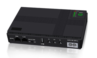 ИБП/UPS для роутера DC1018P, 5V/9V/12V, POE 15/24V, 8800mAh, 18W, LED, AC220V, Black, Box