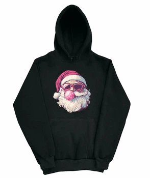 Худі з новорічним принтом Санта Клаус XS Чорна (newyearhoodie-00-013-XS)