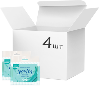 Упаковка ватных палочек Novita Delicate 4 пачки по 200 шт (4823071615913) (41202445)