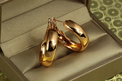 Серьги Xuping Jewelry колечки массивные конго 2,5 см золотистые