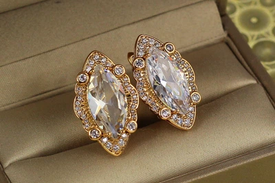 Сережки Xuping Jewelry Великий Маркіз 2,6 см золотисті