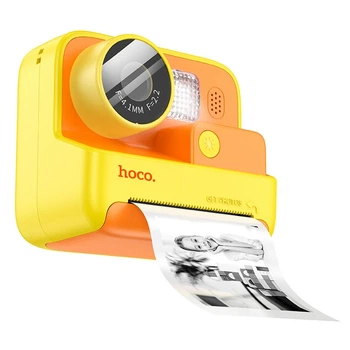 Детская Цифровая фото-видео камера HOCO Dual lens children printing camera DV200 |2» ips screen| желтая