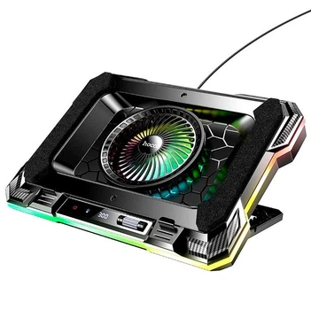 Куллер для Ноутбука Hoco Monnlight RGB notebook cooling holder DH20 |10RGB Mode, 7 level, 2USB| черный