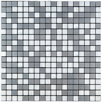 Самоклеющаяся алюминиевая плитка Sticker Wall серебряная мозаика со стразами 300х300х3мм SW-00001824 (D)