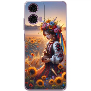 Силіконовий Чохол з Картинкою для Motorola E14 Принт (Патріотичний, Дівчина Українка) (62186-ysm005)