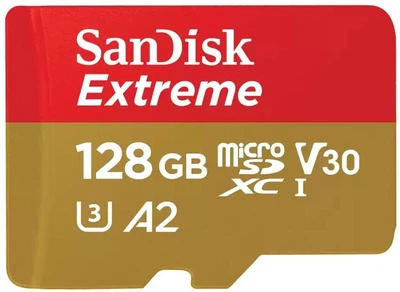Карта памяти SanDisk Extreme SDSQXAA-128G-GN6MN microSD 128GB C10 UHS-I U3 V30
