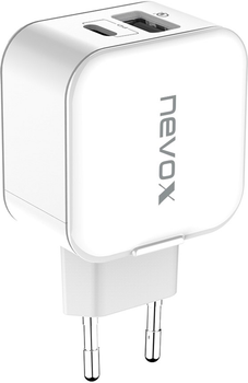 Мережевий зарядний пристрій Nevox 20 W USB-A USB-C PD Homecharger White (4250686407600)