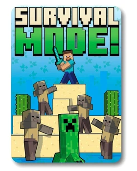 Детский флисовый плед Minecraft Майнкрафт Режим выживания, размер 100х140 см, принт 690