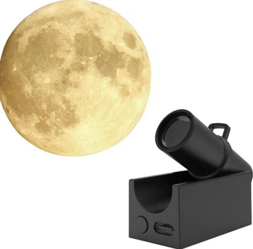 Проекционный аккумуляторный ночник проектор луны на потолок и стену Moon Projector 3698 Черный