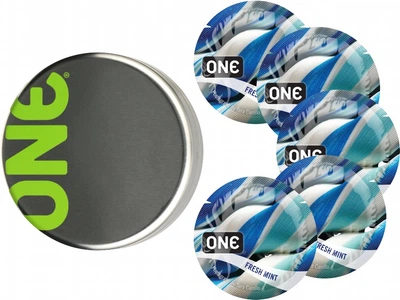 Презервативи One Flavor Waves Свіжа м'ята Сині 5 шт в кейсі (ROZ6501052002)