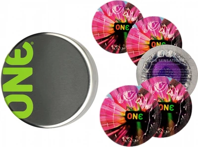 Презервативи One Pick Color Sensations Фіолетові 5 шт у кейсі (ROZ6501052004)