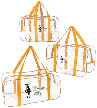 Набор из прозрачных сумок в роддом Mommy Bag (S, M, L) Оранжевый