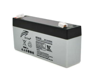 Акумуляторна батарея AGM RITAR RT632, Gray/Black Case, 6V 3.2Ah ( 134х35х60 (66) ) Q10