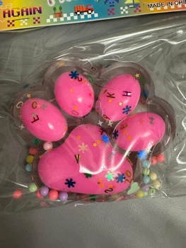 Велика Таба - Лапка котика гладка Антистрес Сквіші Squishies - 11 см прозора з рожевим , що світиться