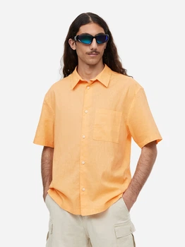 Сорочка літня чоловіча H&M 061036745_apricot S Абрикосова (6666000333827)