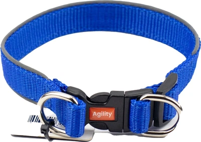 Нашийник Agility нейлон зі світловідбивним кантом і пластиковою пряжкою подвійний 20 мм, 320-360 мм Синій (4823101316872)