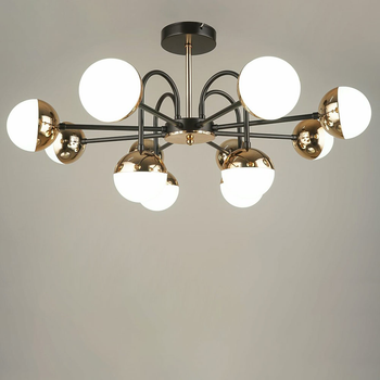 Люстра потолочная светодиодная акриловая LED Light House SRS-19835/12 BK+FGD, цвет черный + золото