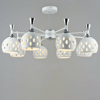 Люстра стельова металева у вітальню Light House SRS-19837/8 WT+CR хром + білий