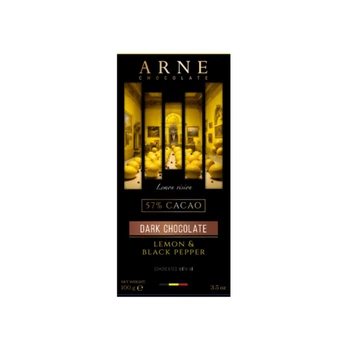 Шоколад Arne чорний 57% з лимонною цедрою та перцем 100г