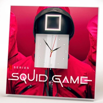Часы "Сериал Игра в кальмара. Squid Game" подарок фанатам сериала Netflix, стильное украшение спальни, кафе, бара