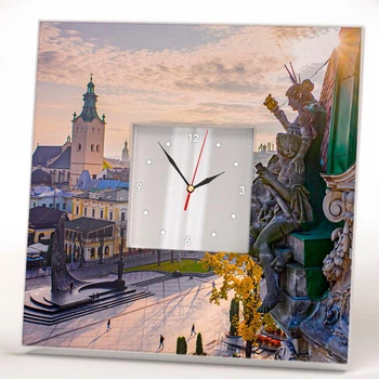 Настінний годинник «Панорама міста Львів» прикраса інтер'єру спальні, дому, офісу, стильний подарунок