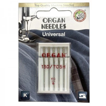 Иглы швейные универсальные ORGAN №60 для бытовых швейных машин блистерная упаковка 5 штук (6495)