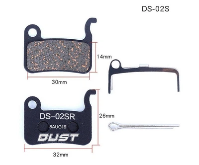 Гальмівні колодки дискові для велосипеда, DUST DS-02S (Shimano Deore / SLX / XT / XTR), напів-метал