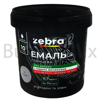Емаль акрилова для дерева, металу та бетону ZEBRA 0,7 кг RAL 7004 17 сіра глянцева