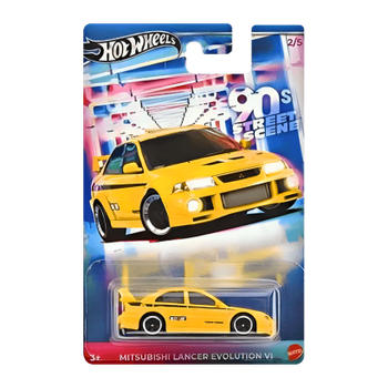 Тематическая Машинка Hot Wheels Mitsubishi Mitsubishi Lancer Evolution VI '90s Street Scene 1:64 JCB58 GDG44 Yellow