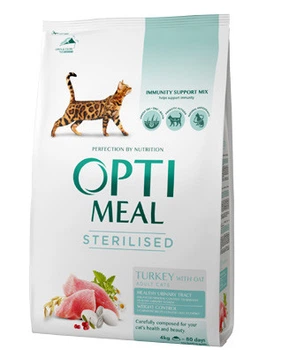 Сухой корм для стерилизованых кошек Optimeal sterilised ИНДЕЙКА 5,6 кг 8*0,7кг