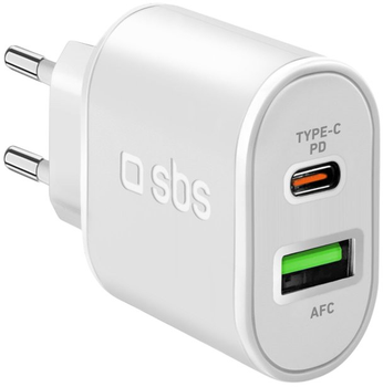 Ładowarka sieciowa SBS 20W USB-C+A White (TETRPD20W)