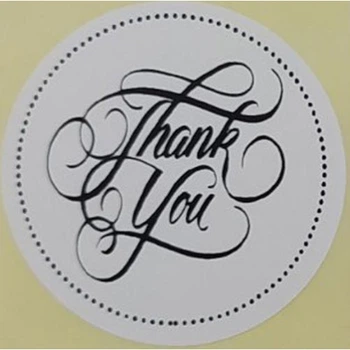 Етикетка біла кругла "Thank you". Упаковка 50 шт., діаметр 50мм Упаковочка # 3736