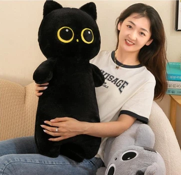 М'яка іграшка обіймашка Великий Котик 65 см My Kigu Плюшевий Чорний (9090)