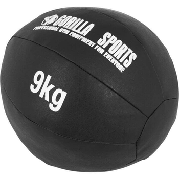 Piłka Gorilla Sports lekarska ze skóry syntetycznej 9 kg Czarna (4260438731822)