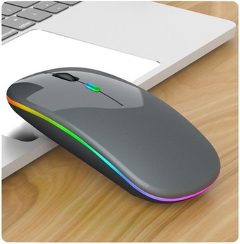 Бездротова RGB мишка PANTXIKE з Bluetooth 5.0, 1600 DPI та вбудованим акумулятором (сірий-металік)