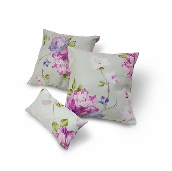 Комплект декоративних подушок Firanka Flowers 40х40см 2шт 32х17см 1шт м'ятні та бірюзові (п_0602)