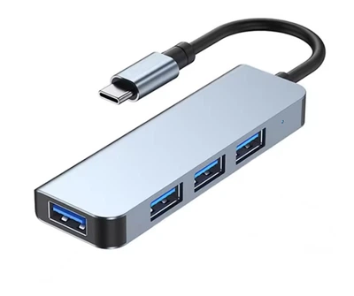 Перехідник обладнання Lucom USB Type-C-3.0Ax4 (HUB) Pas Aluminum срібний(62.09.8453)