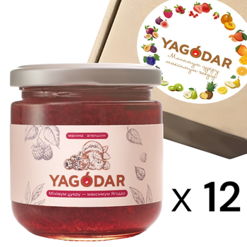12 джемов малина-апельсин с низким содержанием сахара Yagodar