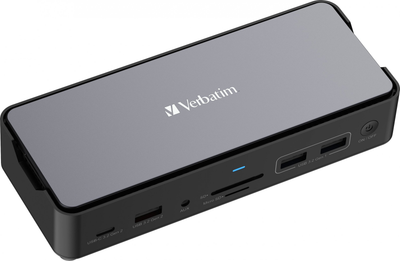 Док-станція Verbatim Pro USB Type-C 32174 CDS-15SSD з HDMI/RJ-45/SSD 256GB/USB-A/USB-C/DP/SD Grey (23942321743)