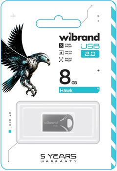 Флеш память USB Wibrand Hawk 8GB USB 2.0 Silver (WI2.0/HA8M1S)