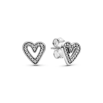 Серебряные серьги «Сверкающее сердце" 298685С011