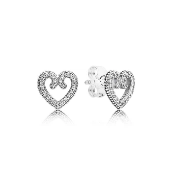 Серебряные серьги "Ажурные сердца" 297099CZ1