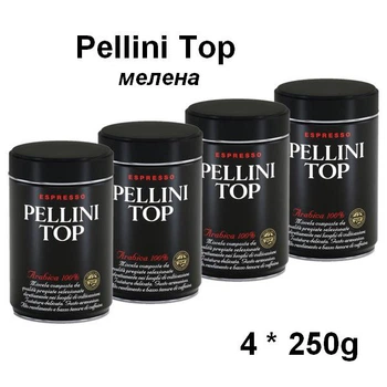 Ящик кава мелена Pellini Top з/б 250г, банка, 100% арабіка, 4 банки