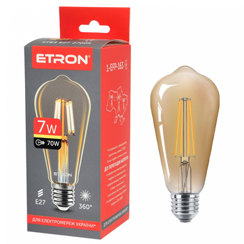 Світлодіодна філаментна лампа ETRON Filament ST64 7W E27 2700K золото