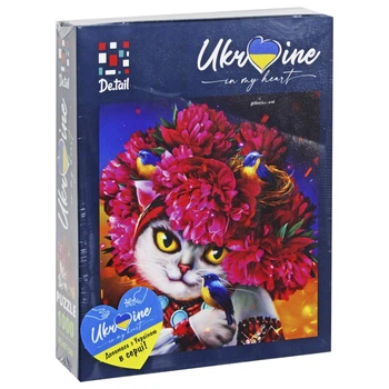 Пазл White cat in the pink wreath De.tail (DT1000-05) (202560)