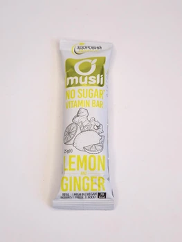 Батончик-мюслі Здоровий перекус Musli Lemon and Ginger 25gr з лимоном і імбиром без цукру з глютеномв упаковці (VMD-1206191)